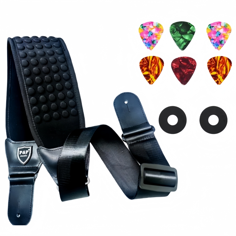 Musical Instrument Set - P&P 快適な 3D スポンジギターストラップセット 9 個、アコースティックエレクトリックベースギター用通気性ベルト、ステージ&練習用ストラップロック