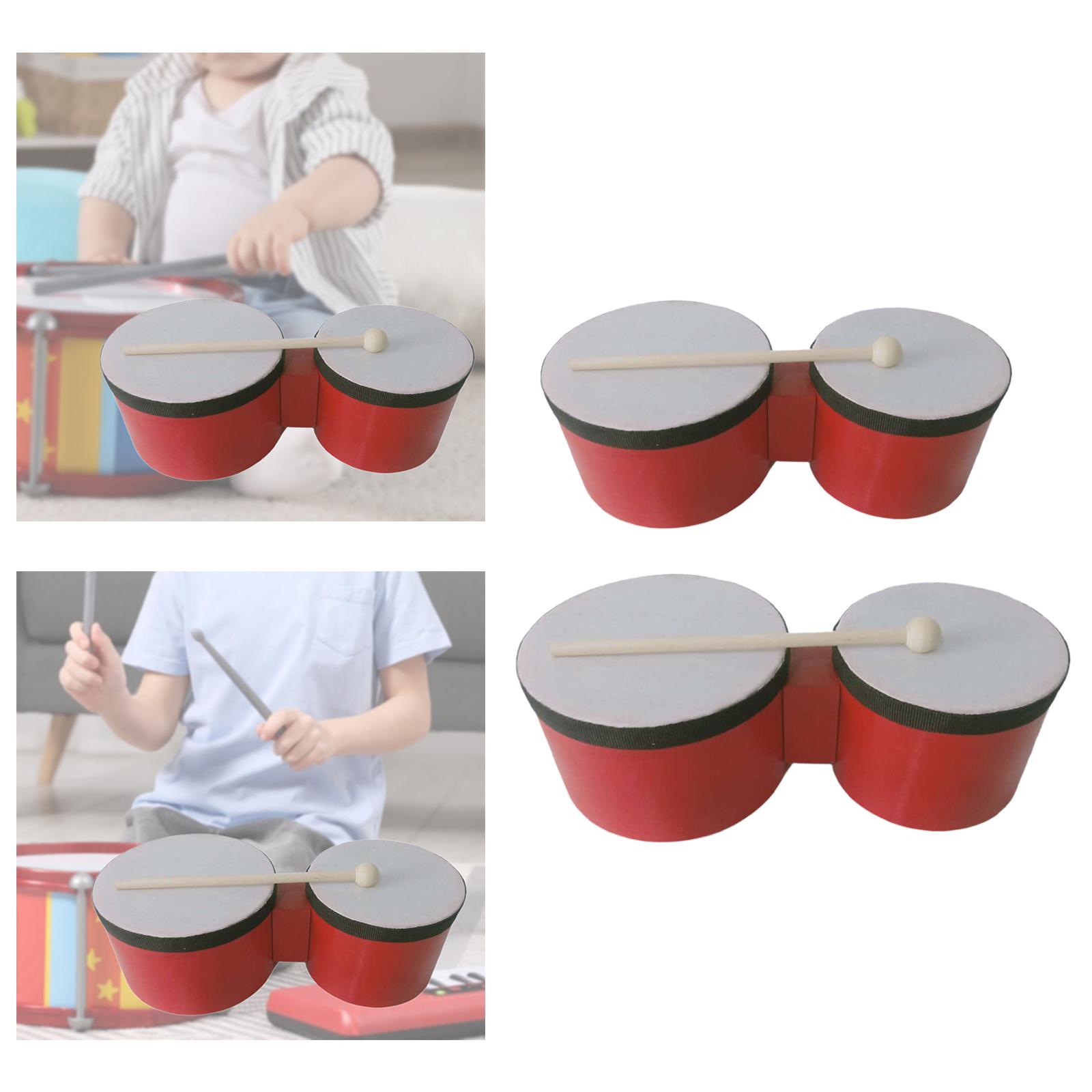 Bongo Drum Set - ボンゴドラム木製パーカッション伴奏セット使いやすいハンドドラム子供と大人の練習用教材