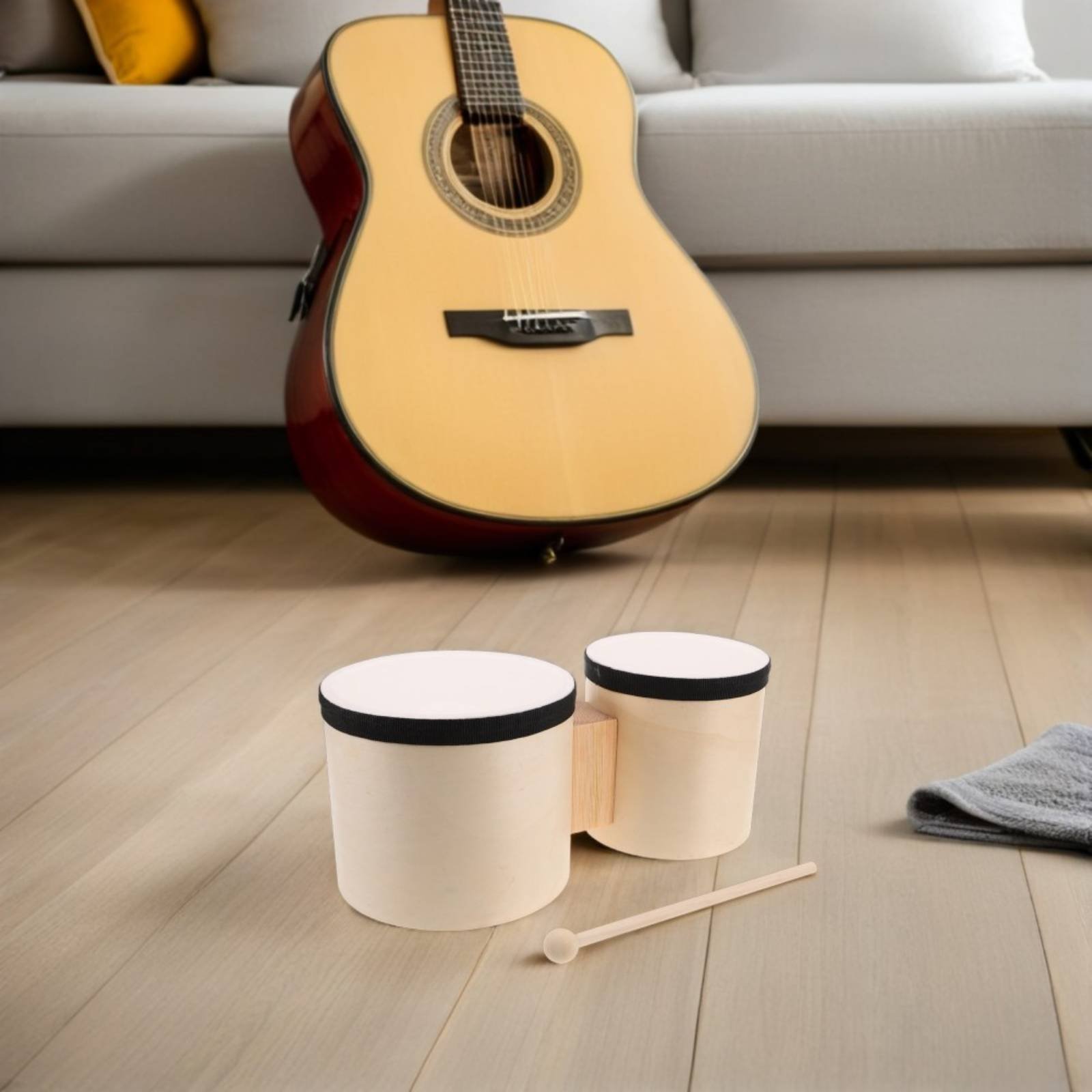 Bongo Drum Set - ボンゴドラムセット 簡単に学べるリズム楽器 ジョイントボンゴドラム 細かい動きのスキルを養う 木製キッズドラム 天然木
