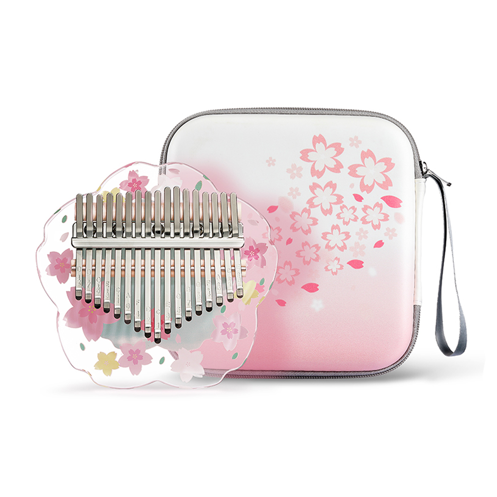 Musical Instrument Dulcimer - Hlururu-ケースとフラットボードケース付きの透明なカリンバ、サムピアノ、17鍵、アクリル楽器、mbira、21鍵