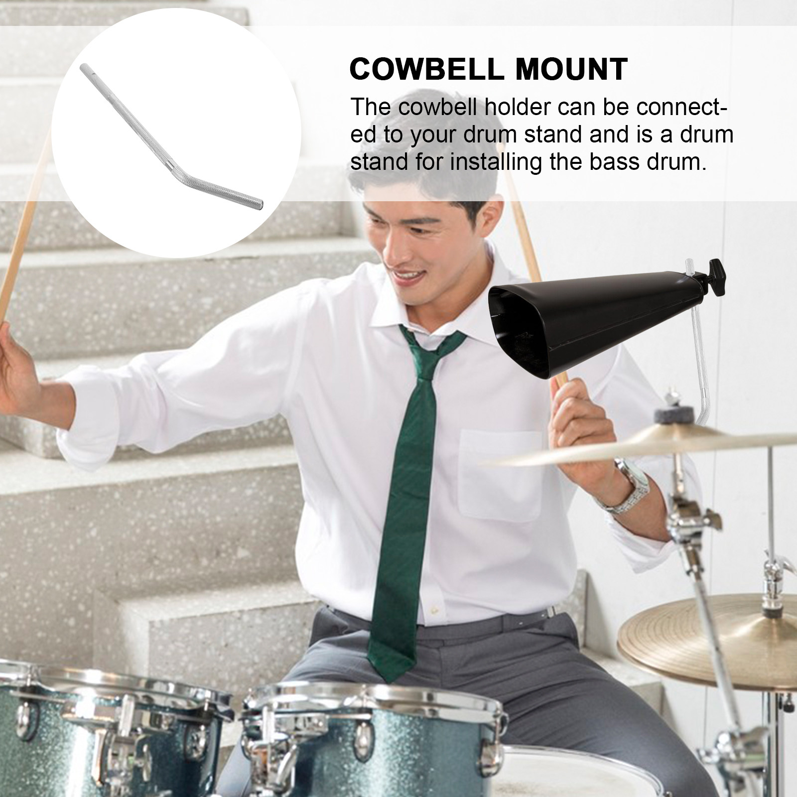 Musical Instrument Kit - 金属製カウベルブラケット 耐摩耗性カウベルマウント ドラムキット ドラムスタンド 交換用ロッド 楽器部品