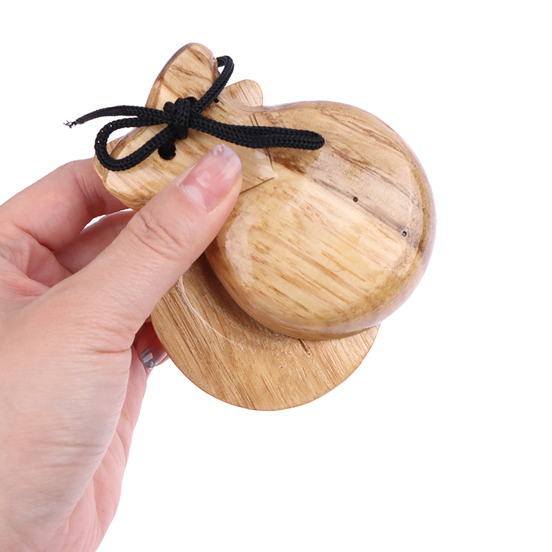 Castanet Flamenco - 2 個の伝統的なカスタネット木製スペインカスタネットフラメンコダンスカスタネット W ストリングハンドクラッパー子供打楽器