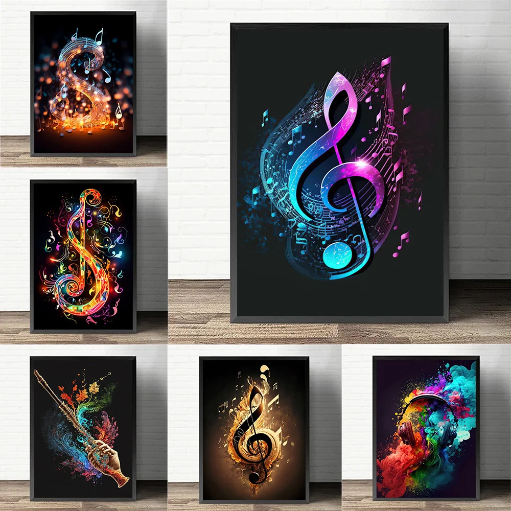 Musical Instrument Photo - カラフルなキャンバスのポスタープリント,抽象的な音楽,キャンバスの絵画,アート,リビングルーム,家の装飾,ギフト