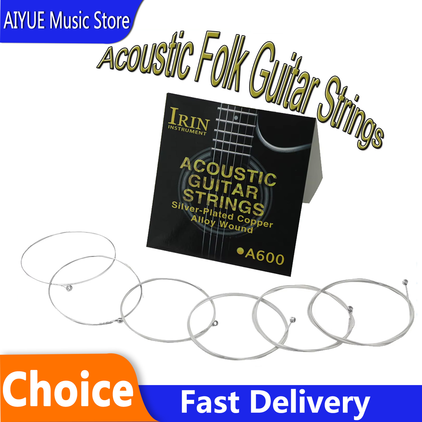 Musical Instrument Guitar - IRIN A600 アコースティックフォークギター弦交換部品銀メッキ銅合金巻弦楽器部品