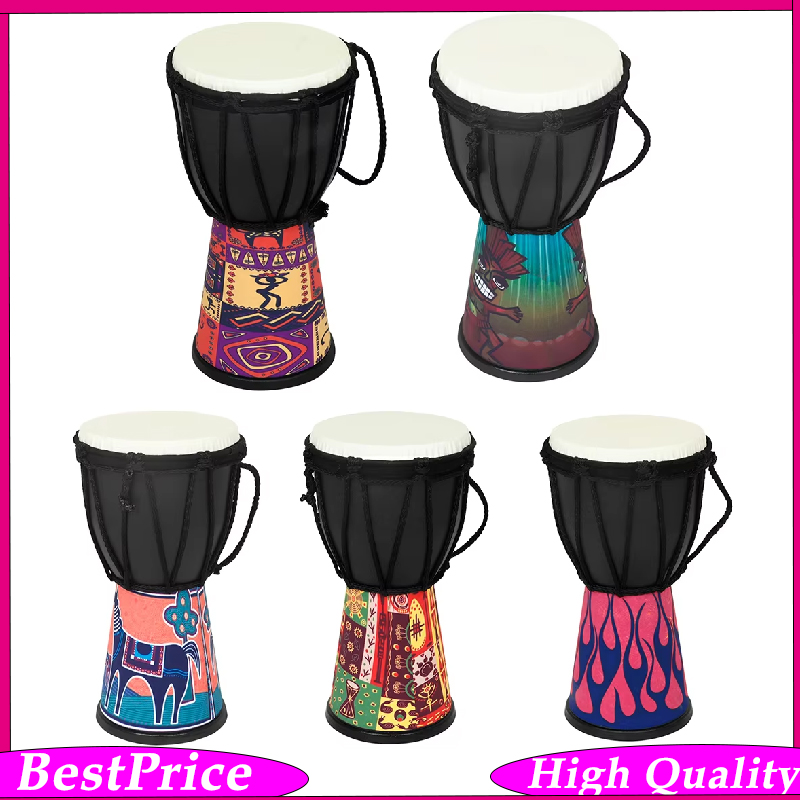 Djembe Hand Drum - 4インチのアフリカハンドドラム – ABSキャビティヘッドハンドヘルドパーカッションハンドドラム（子供と大人向け）– ジェンベスタイル、カラフルで演奏しやすい