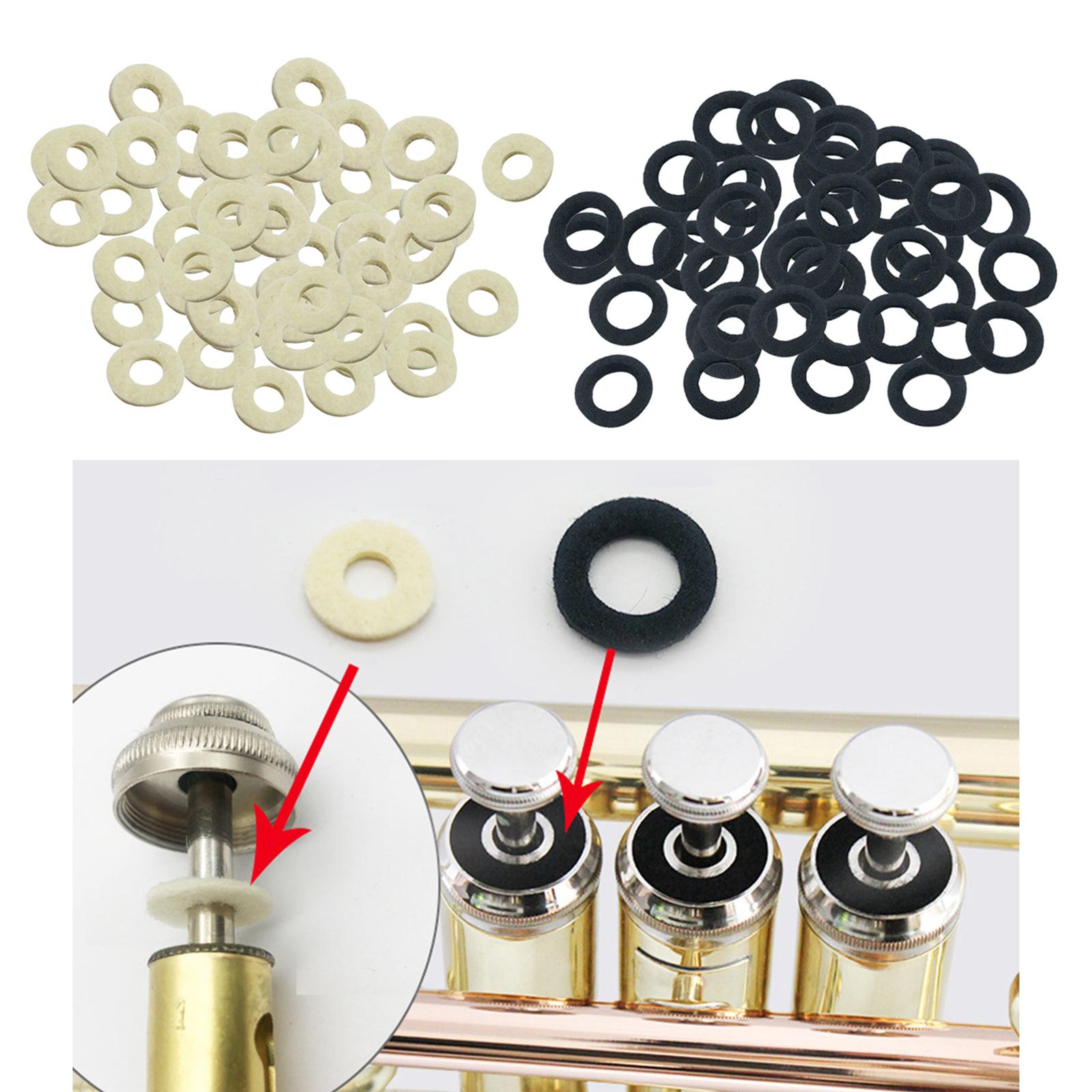 Musical Instrument Cornet - 50個入り コルネットトランペットバルブフェルトワッシャー、トランペットフェルトパッドクッション、楽器アクセサリー交換用耐久性のある部品