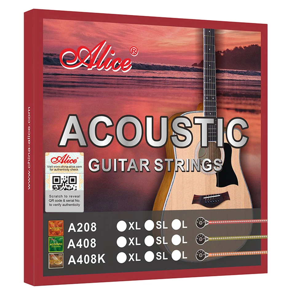 Musical Instrument Set - アリス-アコースティックギターa408弦,完全なセット,軽量,超軽量,ギターアクセサリー,コーティングされた銅合金,6弦