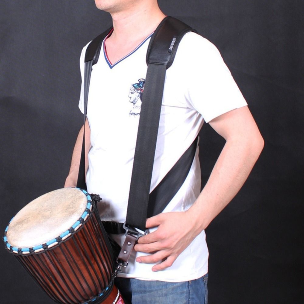 Djembe Hand Drum - 厚みのあるパッド入りジャンベショルダーストラップ交換用タンバリンアフリカンドラムバックパックストラップブラックポリエステルハンドドラムベルト