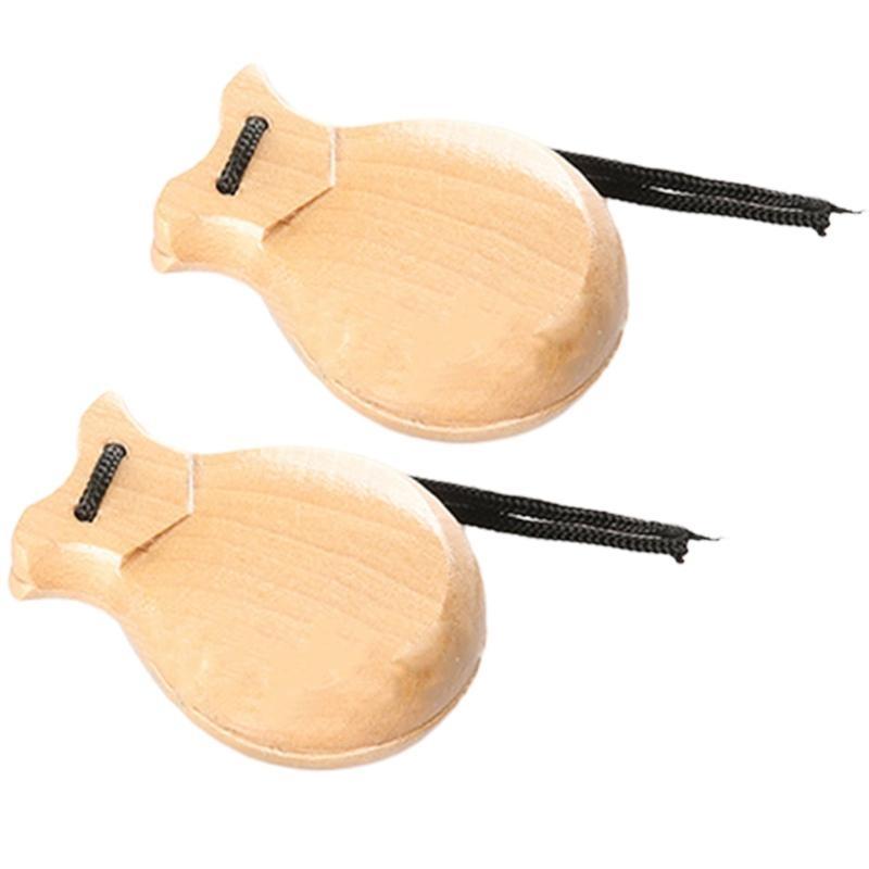 Castanet Flamenco - 2個入り 伝統的なフラメンコカスタネット スペイン製カスタネット 紐付き 木製ハンドパーカッション楽器 初心者向け