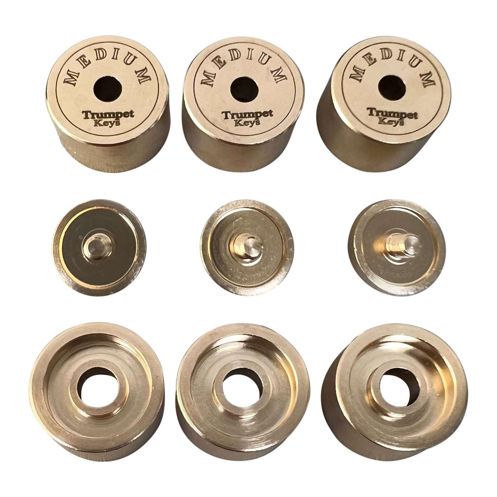 Musical Instrument Repairs - 9個入りトランペットバルブキャップ - 重厚な真鍮製楽器修理部品、バッハトランペットモジュールアクセサリー用スペアキャップ