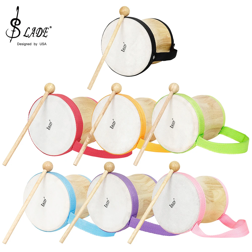 Musical Instrument From India - ハンドル付きのプロの木製シープスキンドラム,スティック付きドラム,子供部屋向け音楽ギフト