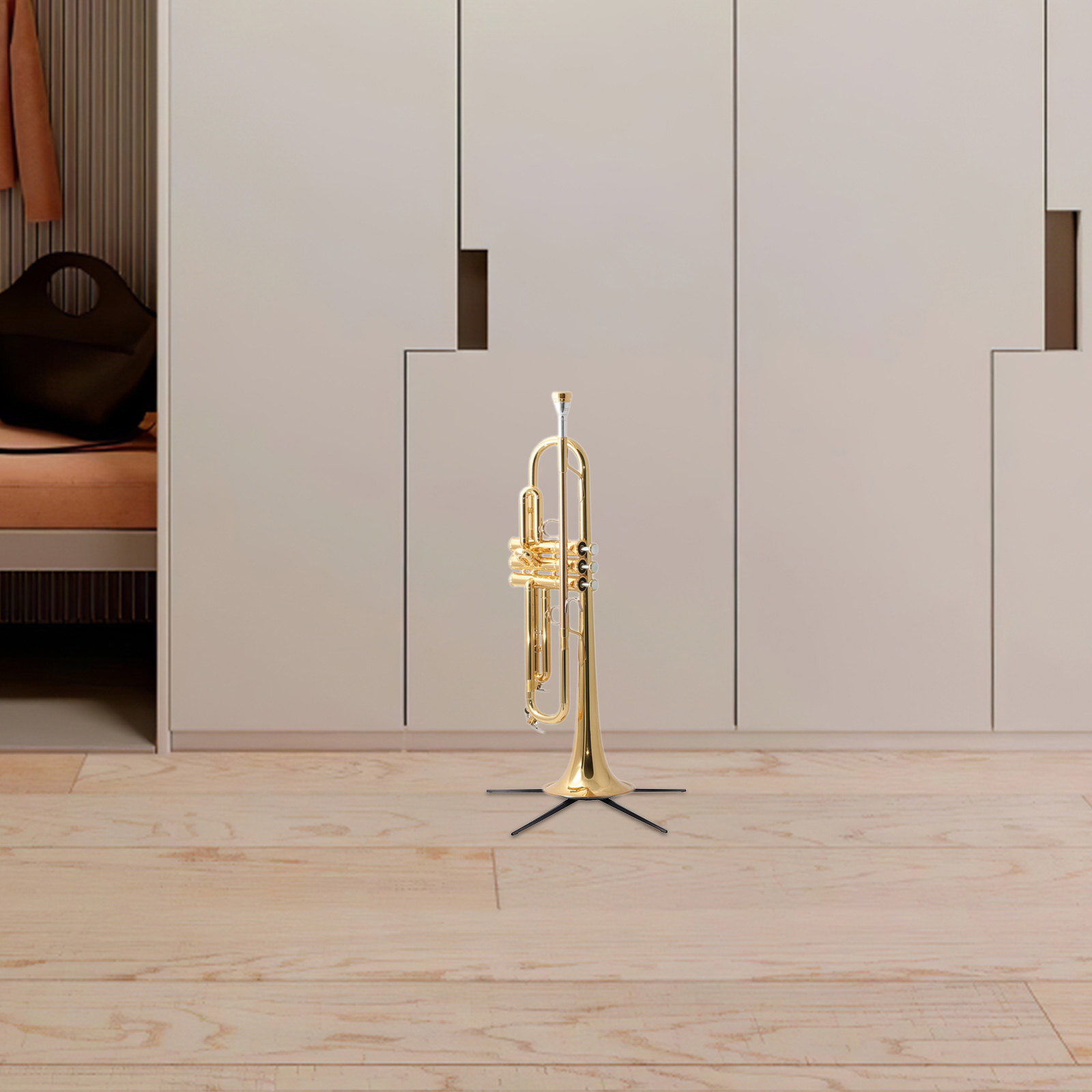 Musical Instrument Trumpet - ポータブルトランペットスタンド 折りたたみ式5脚金属製ホルダー 取り外し可能 安定したサポート 軽量楽器スタンド 音楽用