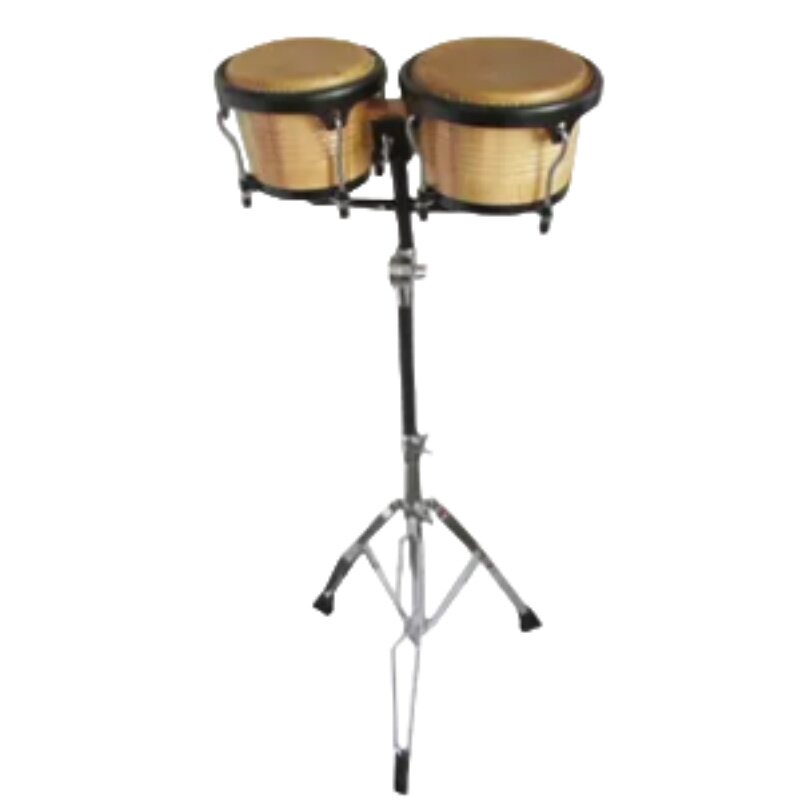 Bongo Drum Set - 直径7インチ、9インチの一体型タンバリンボンゴドラム、セット付きラテン・ドラムセット、各ドラムスタンド