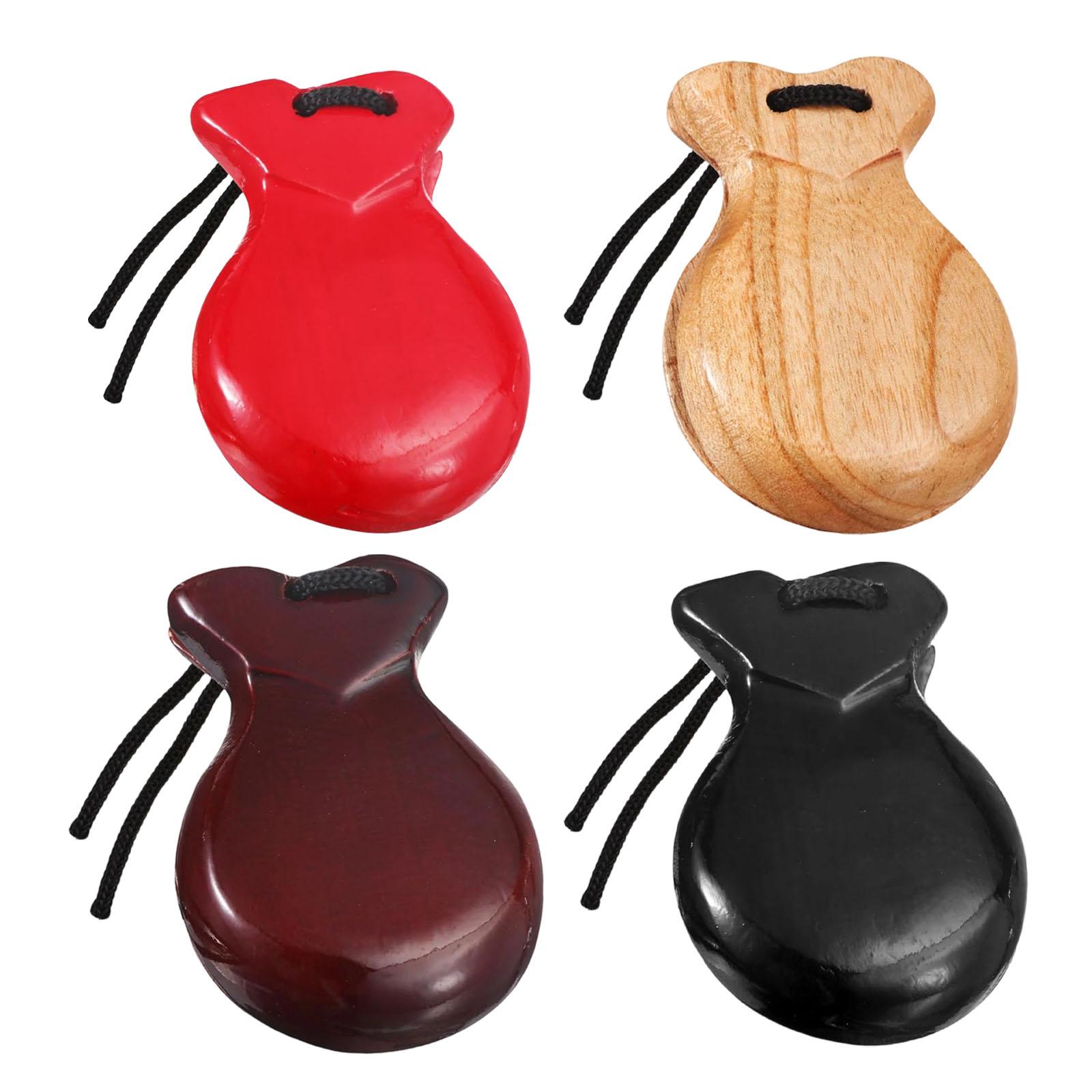 Castanet Flamenco - 2個入り木製スペインカスタネット、弦付きフラメンコカスタネット、ショー、音楽レッスン、集会、練習用