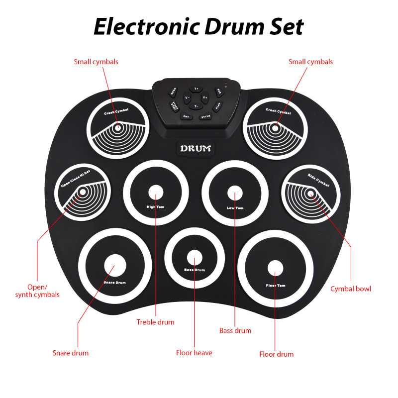 電子ドラムセット 手巻きドラム 9パッド MIDIインターフ - Djembe Hand Drum のレビューと価格