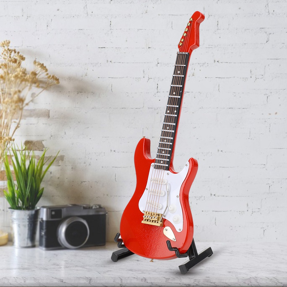 ミニチュア赤いエレキギターモデル楽器工芸品装飾品ギフト - Musical Instrument Guitar のレビューと価格