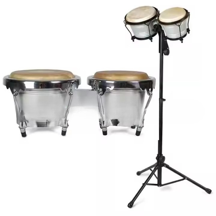 プロ仕様ボンゴタンバリン スタンドセット付き ドラムセット  - Bongo Drum Set のレビューと価格