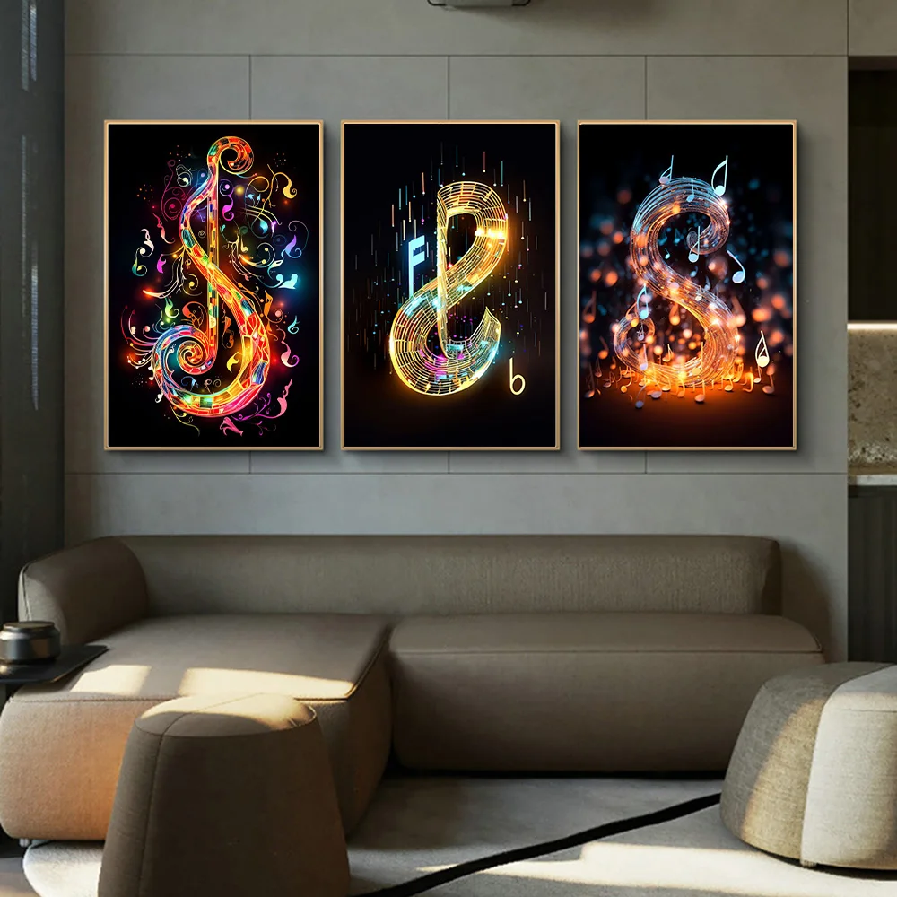 カラフルなキャンバスのポスタープリント,抽象的な音楽,キャン - Musical Instrument Photo のレビューと価格