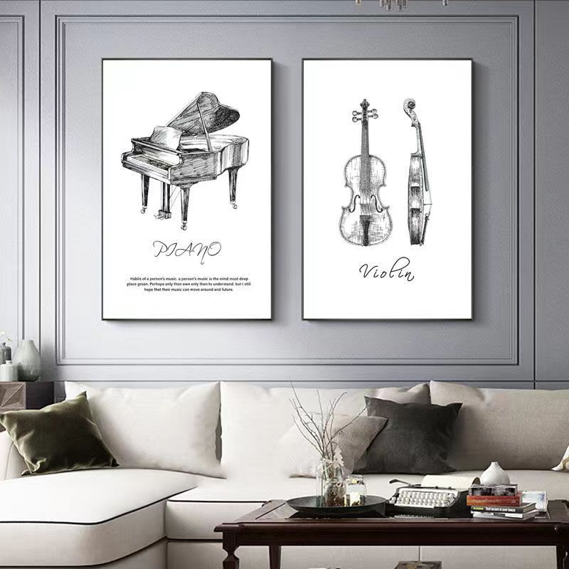 キャンバス絵画現代ミニマリストピアノバイオンドラムキット楽器 - Musical Instrument Photo のレビューと価格