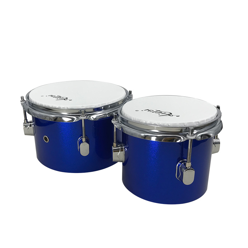 青色のカスタムブランド製6/8インチメープルウッドボンゴドラ - Bongo Drum Set のレビューと価格