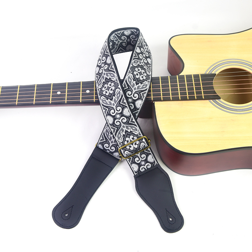 ギターストラップ刺繍プリントエスニックスタイル調節可能なギタ - Musical Instrument Dulcimer のレビューと価格
