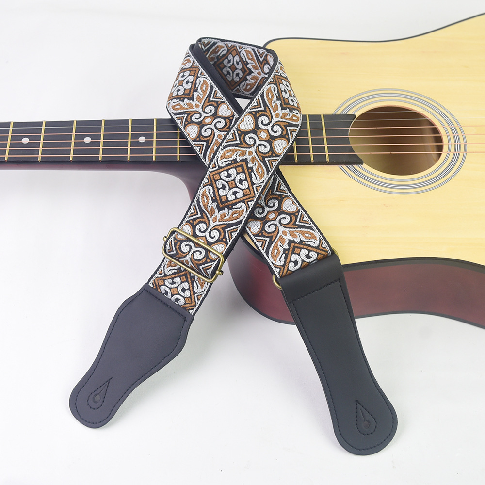 ギターストラップ刺繍プリントエスニックスタイル調節可能なギタ - Musical Instrument Dulcimer のレビューと価格